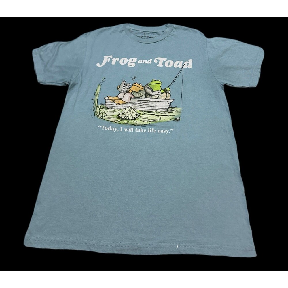 Frog and Toad Graphic Tee - Light Blue Short Sleeve S vintage 72”